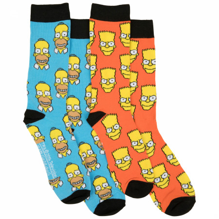 The Simpsons Bart and Homer 2-Pair Pack of Casual Crew Socks